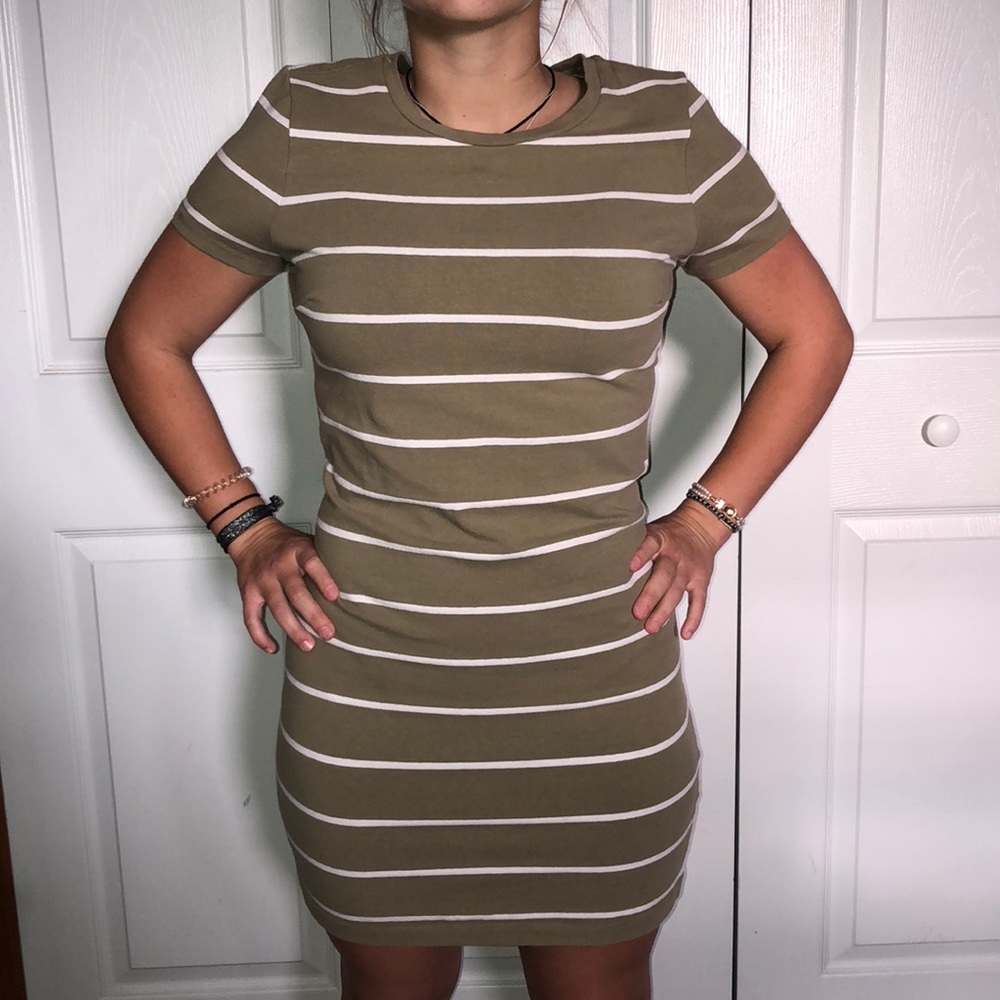 Green Striped T-Shirt Dress